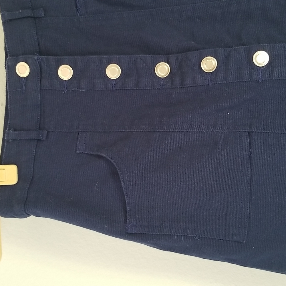 Lulus Navy Blue Tutor Button up mini skirt, sz S pockets - Picture 4 of 6